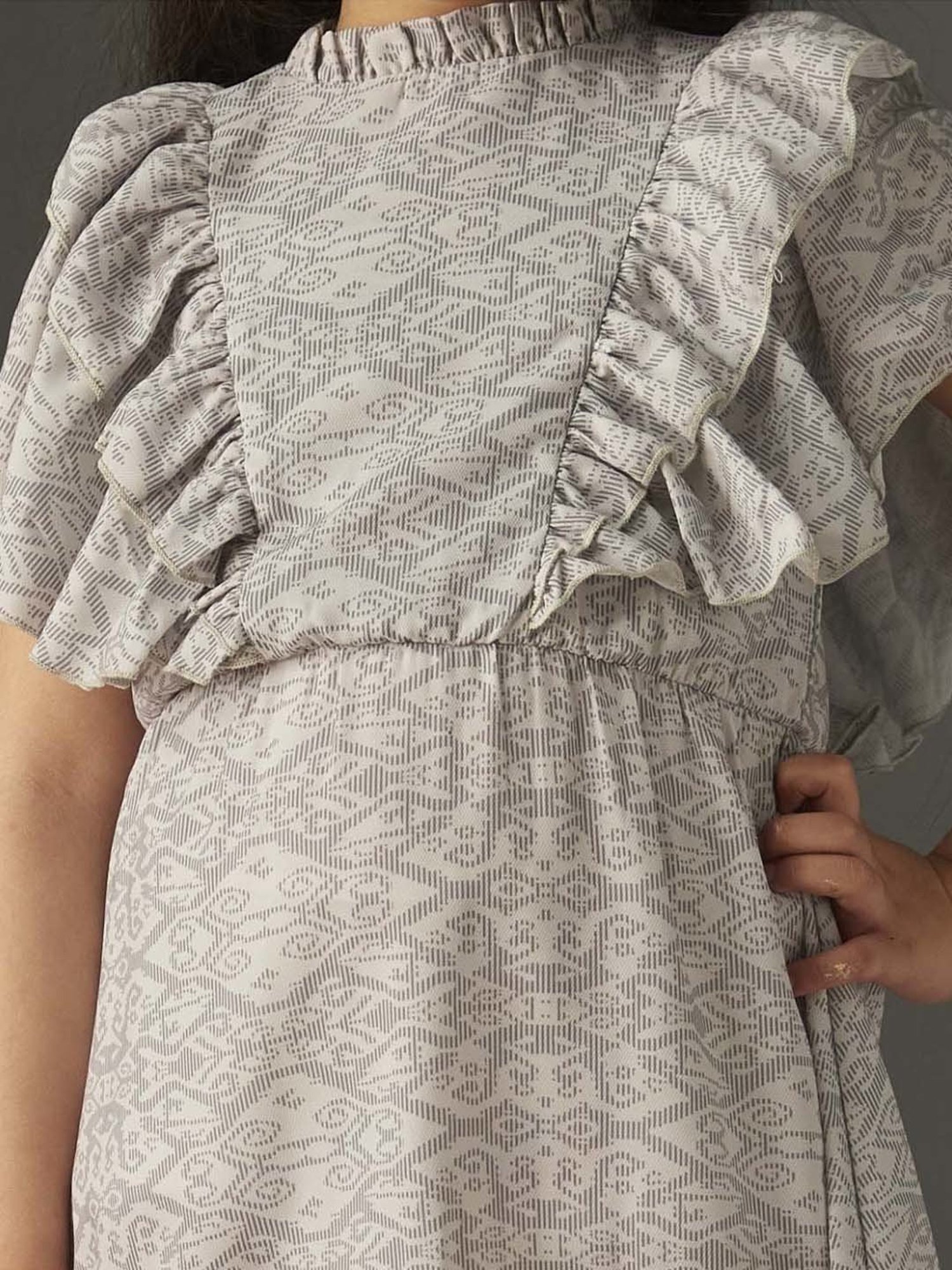 KidsDew Kids Grey Printed Dress