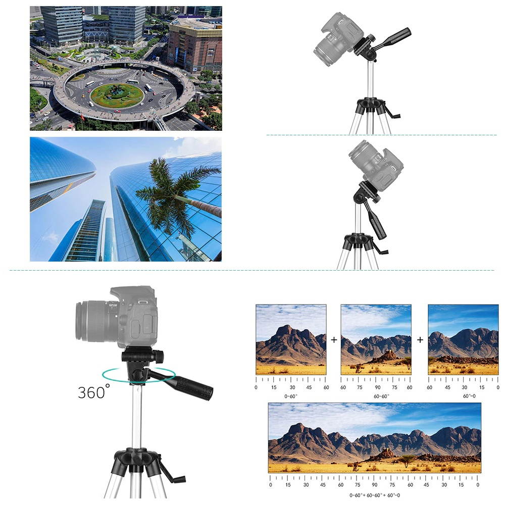 46inch/118cm Aluminum Alloy Camera Tripod Lightweight Portable Photography Video Tripod Max. Load 2.5kg with Carrying Bag