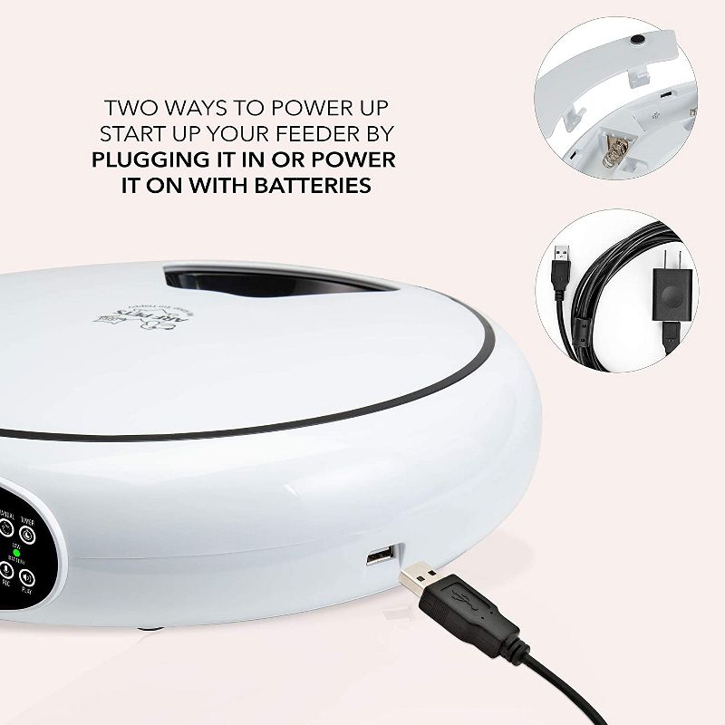 Arf Pets Automatic Pet Feeder, 5 Meal Food Dispenser for Dogs, Cats & Small Animals w/Programmable Digital Timer, Portion Control, Dishwasher-Safe Tray Feeds Wet or Dry Food - (Serves 4 Meals Per Day)