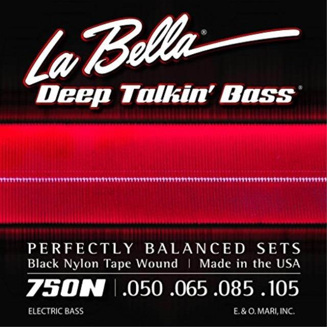 la bella 750n black nylon tapewound bass strings  light