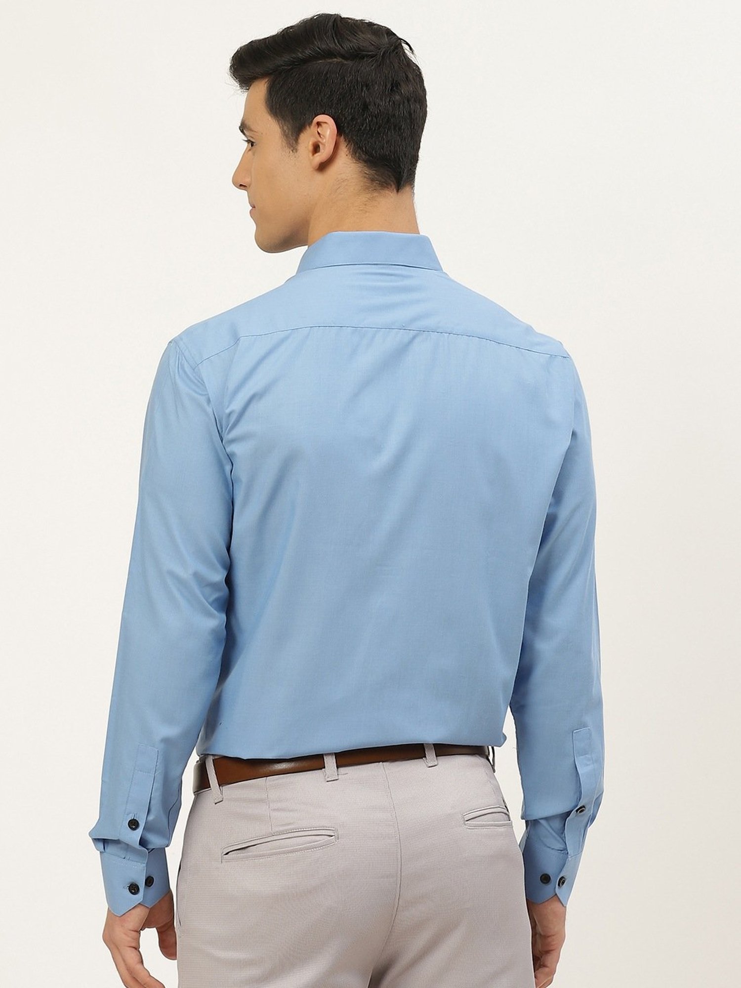 Sojanya Blue Cotton Regular Fit Shirt