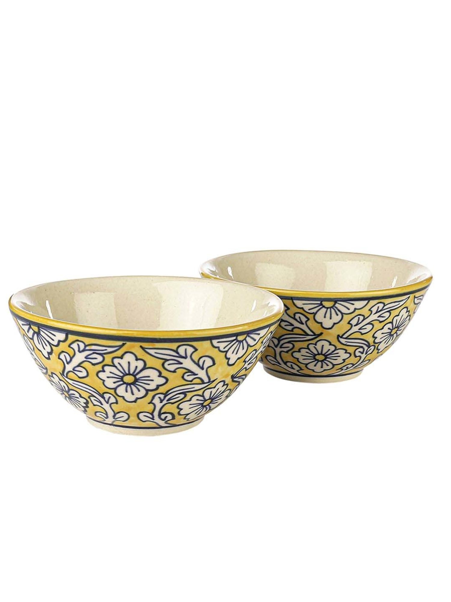 VarEesha Manohar Yellow Ceramic Small Serving Bowl (0.5 L) - Set of 2