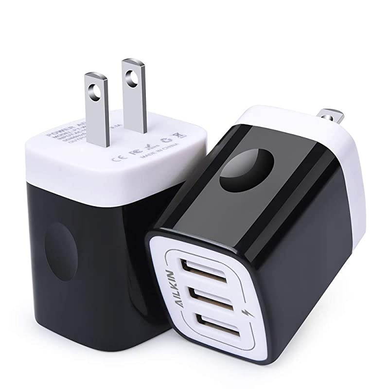 Black USB Wall Charger  Fast Wall Plug Travel Charger Home Power Block Charging Cube Replacement for Phone X877 Plus6s6s Plus Pad ProAir 2 Samsung S9S8 and More2 Pack