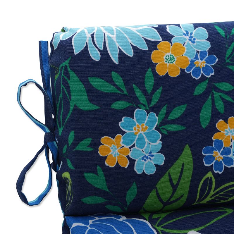 Outdoor/Indoor Rounded Chair Pad Spring Bling Blue/ Sea Island Stripe Blue - Pillow Perfect