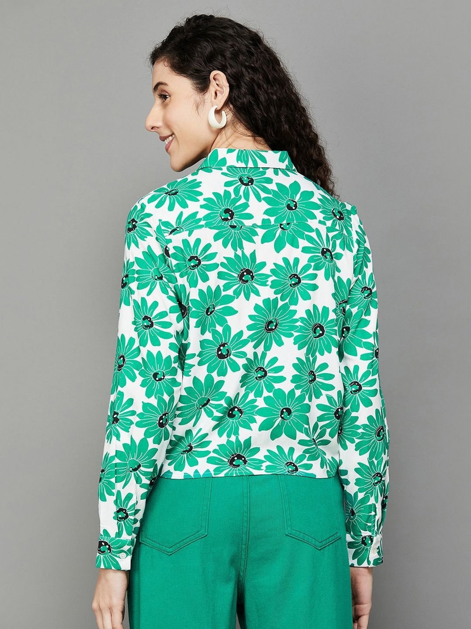 Fame Forever by Lifestyle Green & White Floral Print Shirt