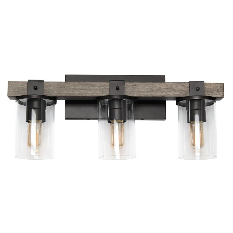 Industrial Rustic Lantern Restored Wood Look Bath Vanity Pendant Gray - Elegant Designs