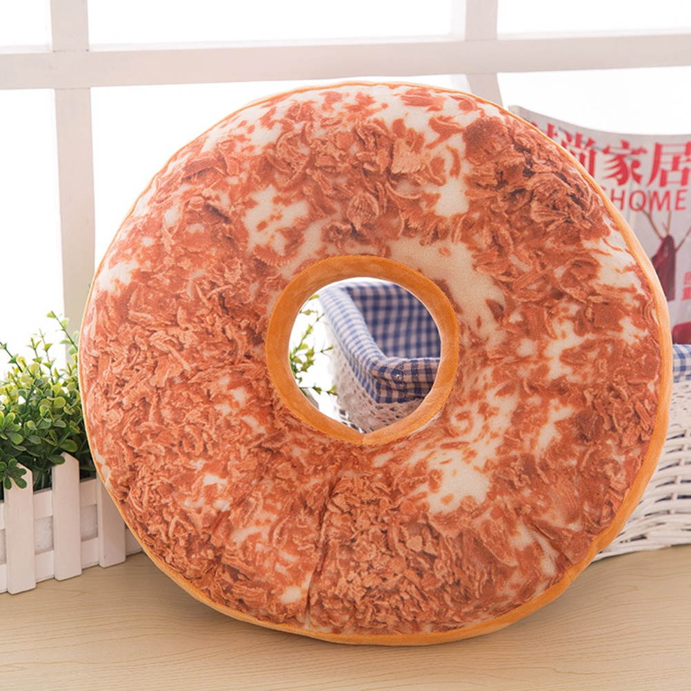 3D Donut Pillow Cosy Seat Back Stuffed Cushion Doughnut Throw Pillow Plush Toy for Living Room Bedroom Home Decor 40cm (Strawberry)