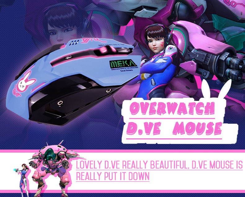 6 Buttons Gaming Breathing LED Backlit Gaming Mice D.VA Reaper Wired USB Computer Mouse for PC& Mac Overwatch Gamers