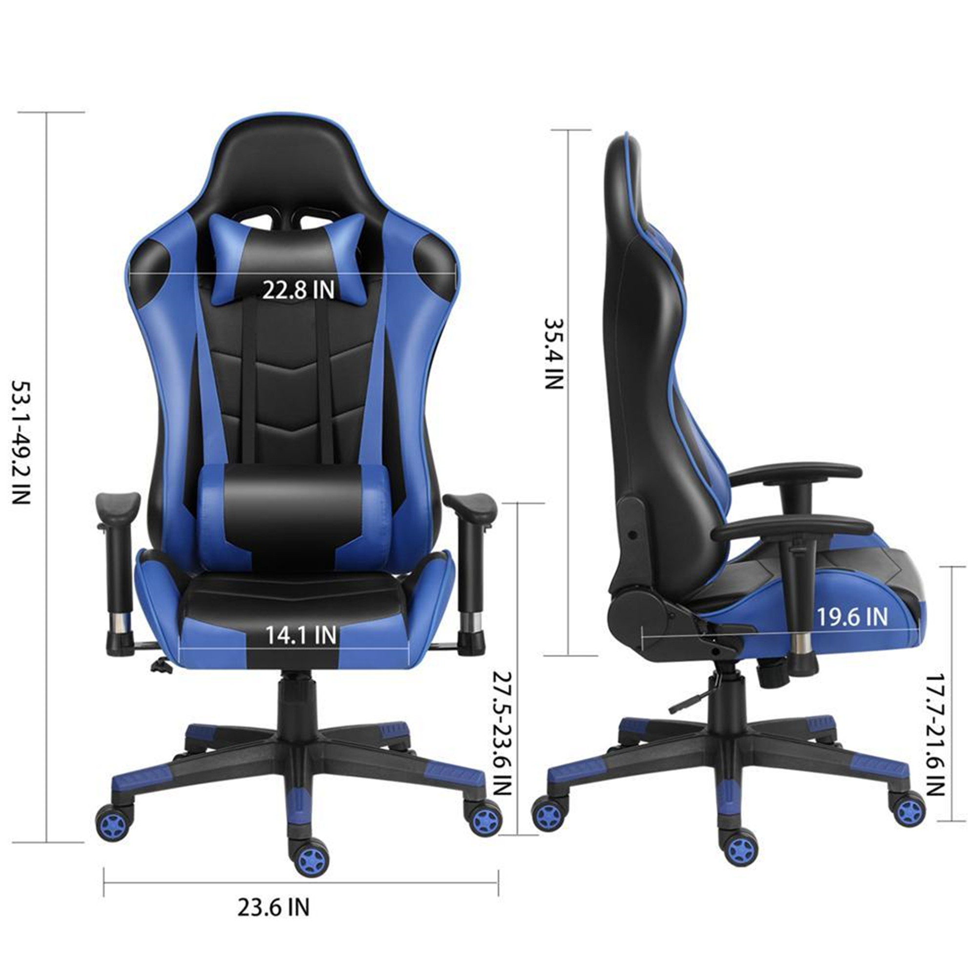 Ergonomic Gaming Chair Racing Chair E-Sports Chair Home Office Chair Computer Game Chair with PU Leather,3D Adjustable Arm,Memory Foam,Lumbar Support,Headrest and Footrest