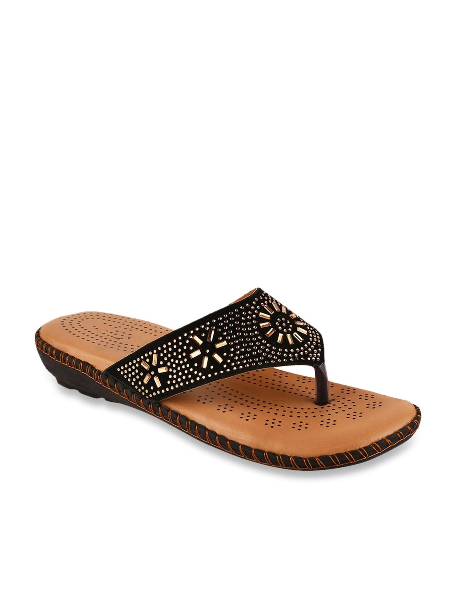 The White Pole Women's Black Thong Sandals