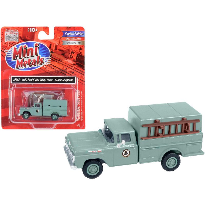 1960 Ford F-250 Utility Truck "Southern Bell Telephone" Gray 1/87 (HO) Scale Model by Classic Metal Works