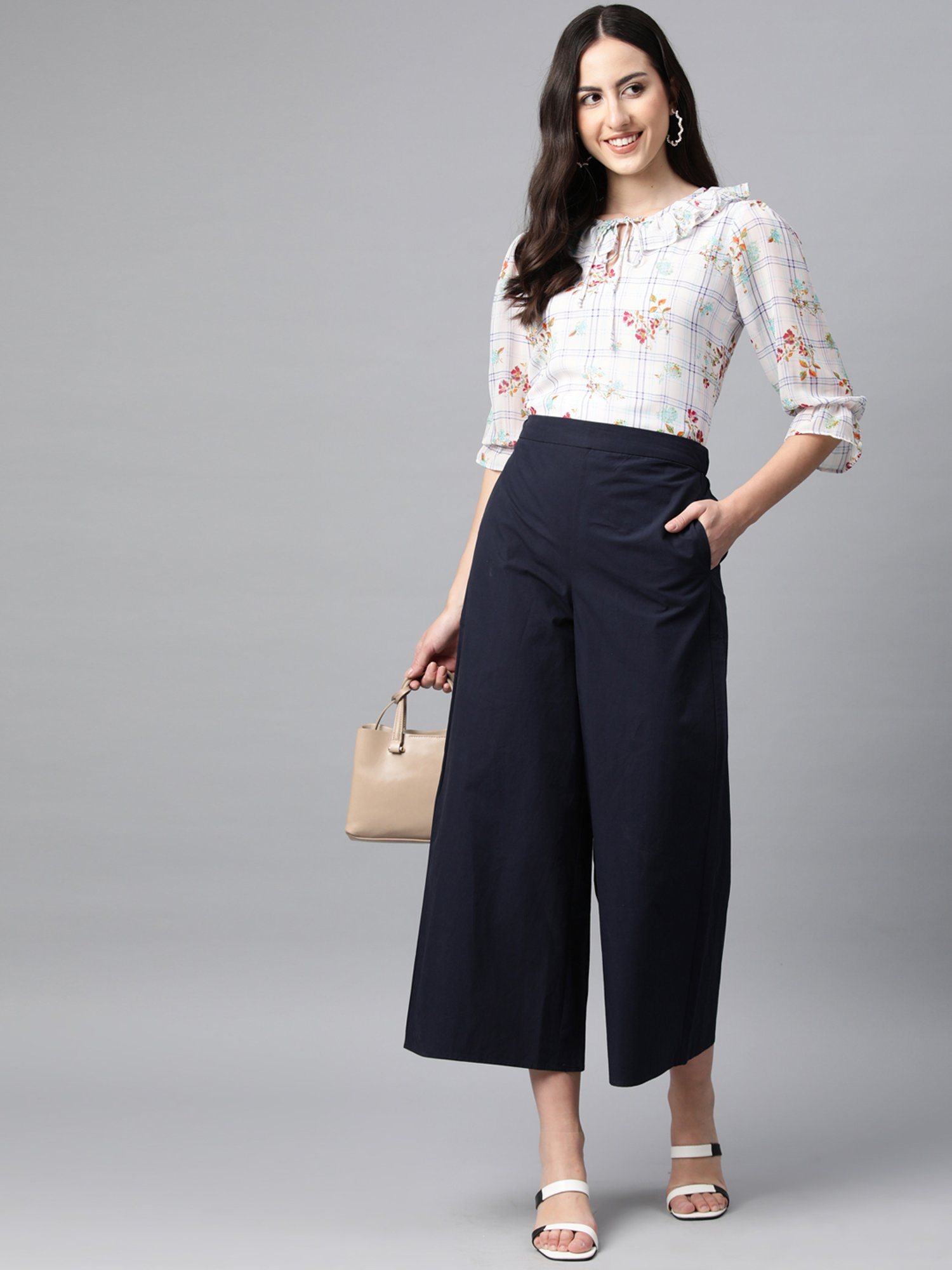 Cottinfab White Checks Top