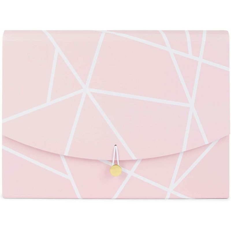 Paper Junkie Pink Geometric Expanding File Folder Organizer with 10 Pockets (Letter Size)