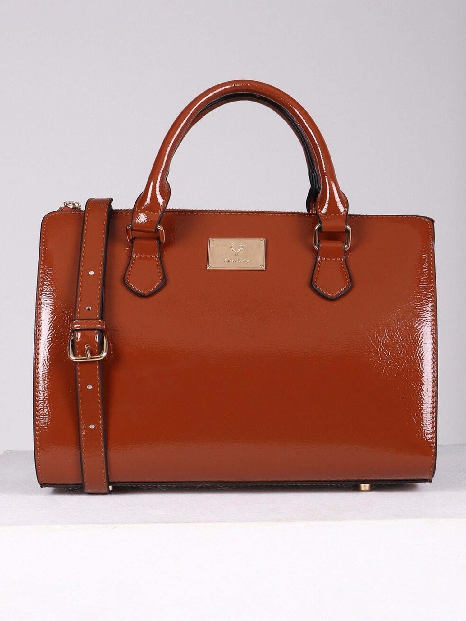Allen Solly Brown Solid Medium Handbag