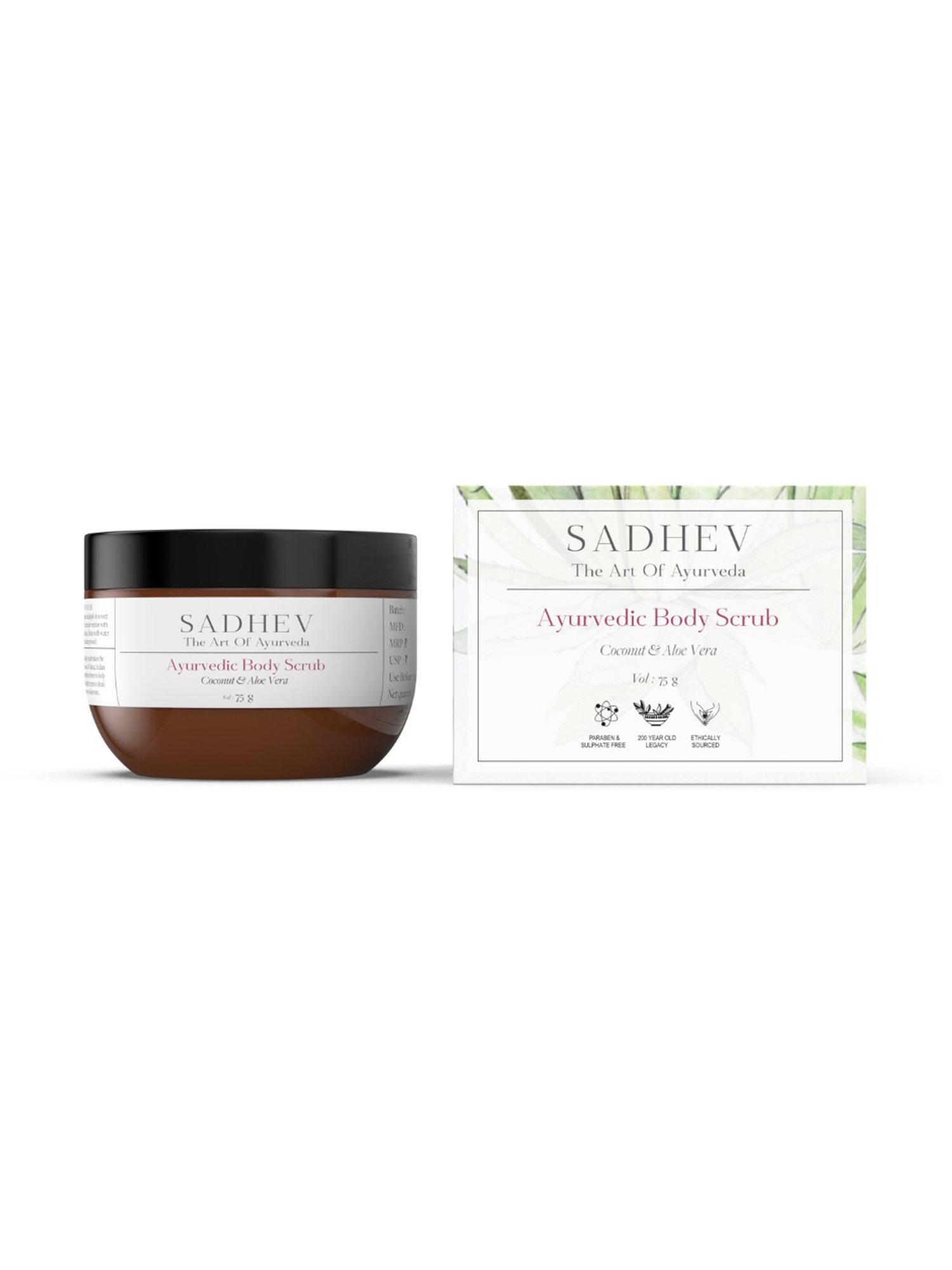 SADHEV The Art Of Ayurveda Natural Ayurvedic Coconut & Aloe Vera Body Scrub - 75 gm
