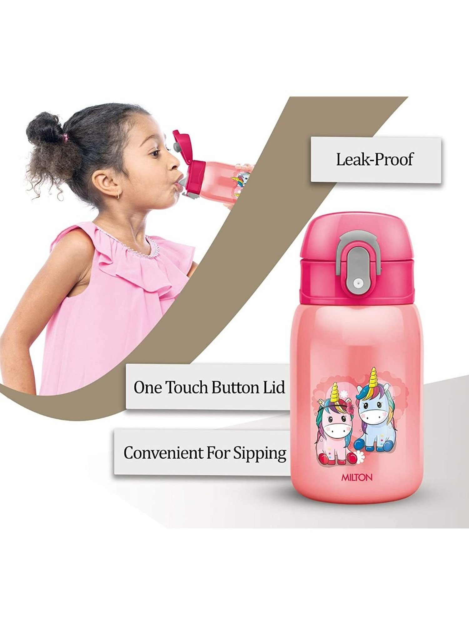 Milton Pink Stainless Steel Sipper Water Bottle (0.23 L)