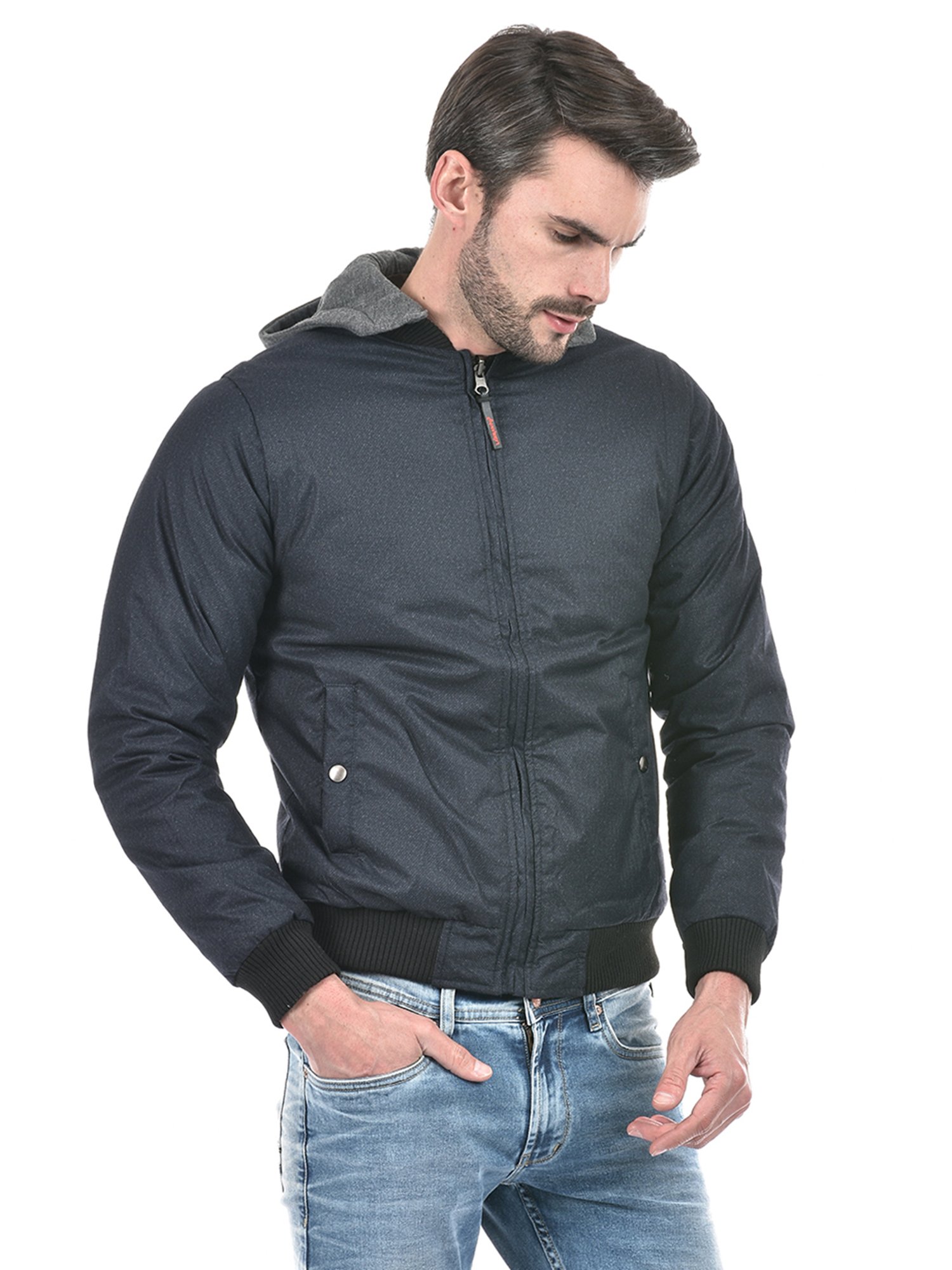 Lawman Pg3 Navy Melange & Olive Regular Fit Reversible Jacket