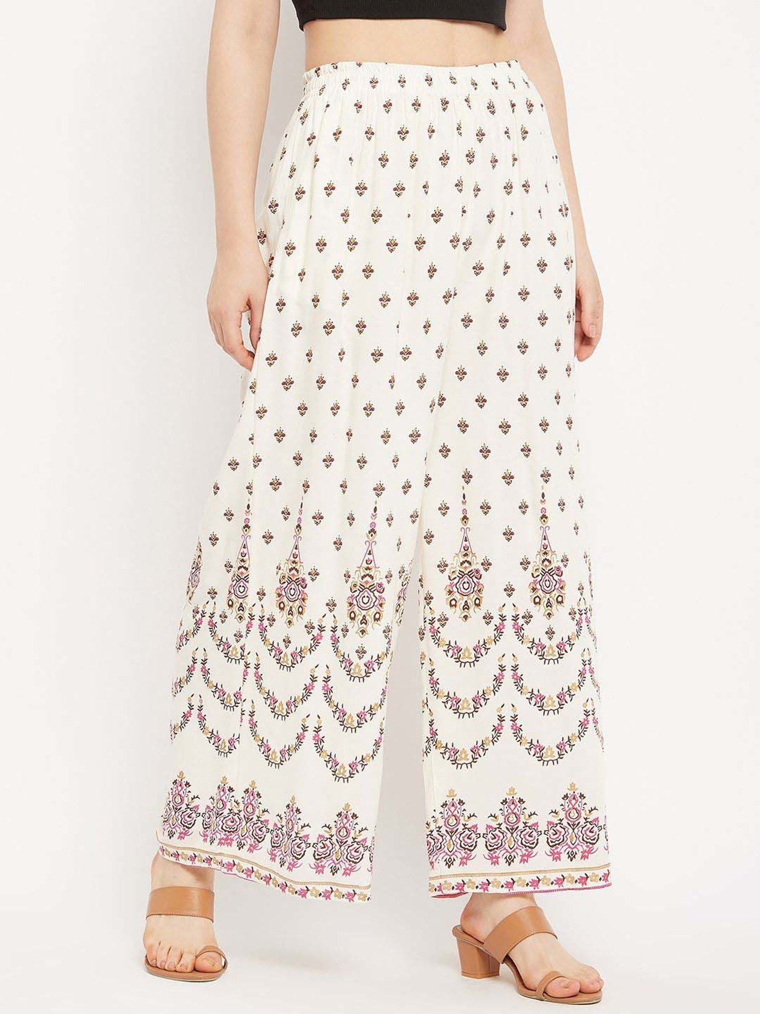 Castle Off-White Printed Palazzos