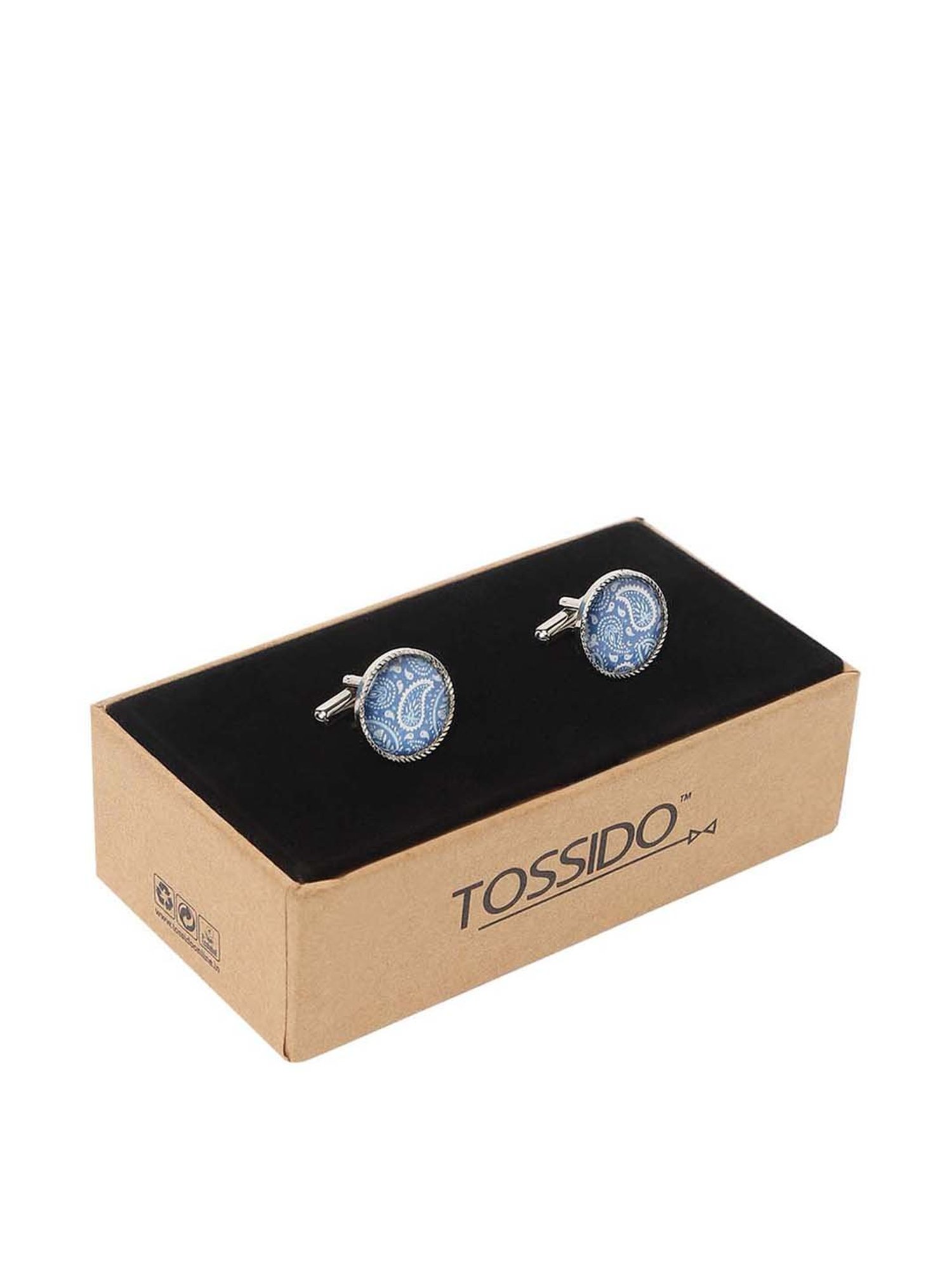 Tossido Blue Printed Cufflinks