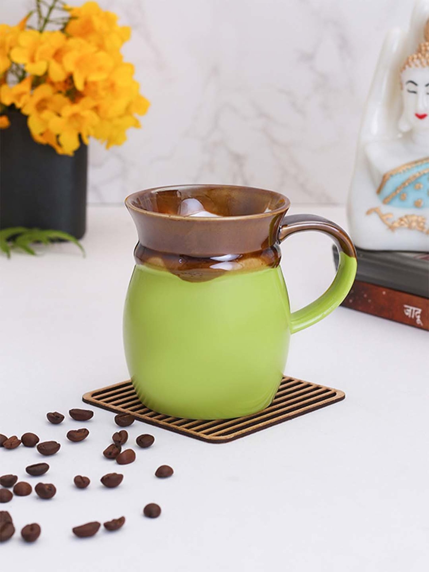 Clay Craft Multicolor Fine Ceramic Milk Mug - 350 ml - 1 Pc