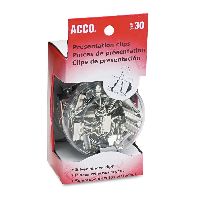 Acco Metal Presentation Clips Assorted Sizes Silver 30/Box 71138