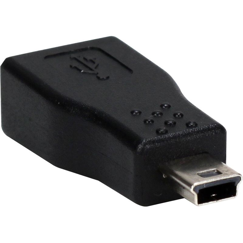 QVS Mini-USB Male to Micro-USB Female Adaptor - 1 x Type B Male Mini USB - 1 x Type B Female Micro USB - Nickel Connector - Black