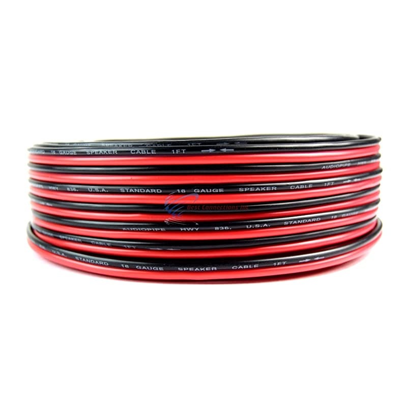 100 Feet 16 GA Gauge Red Black 2 Conductor Speaker Wire Audio Cable