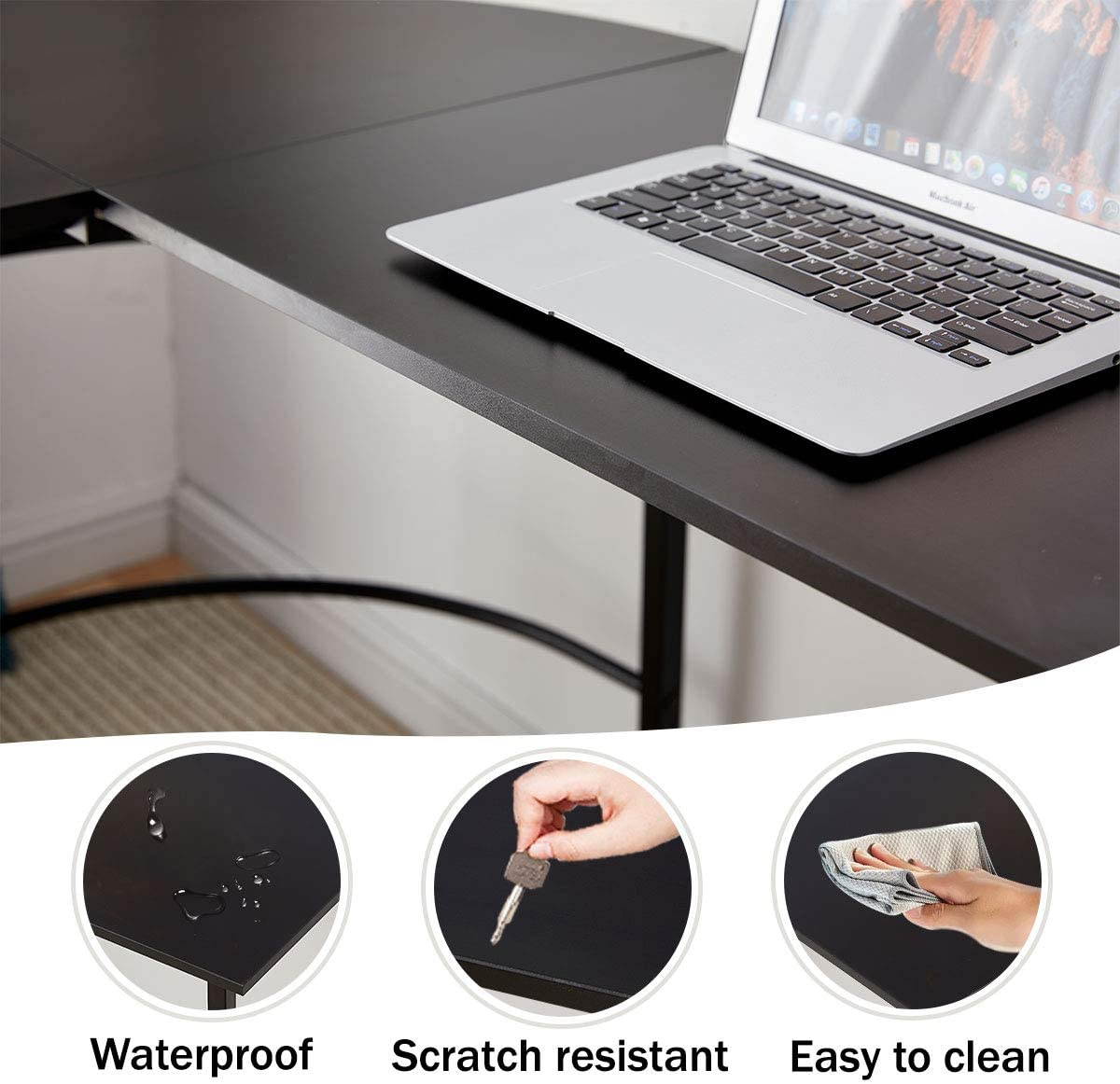 Lifetech Computer Desk 43.3" Modern Study Writing Desk for Home Office Simple Small Desk for Small Spaces, Black