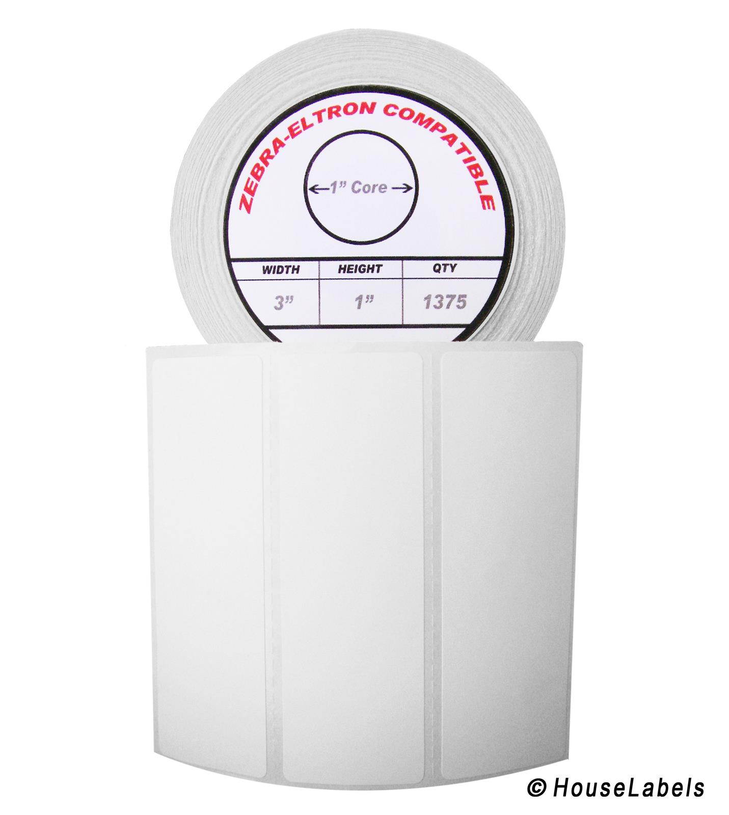 Zebra/Eltron-Compatible 3 x 1 Labels (3" x 1") -- BPA Free! (9 Rolls; 1,375 Labels per Roll)