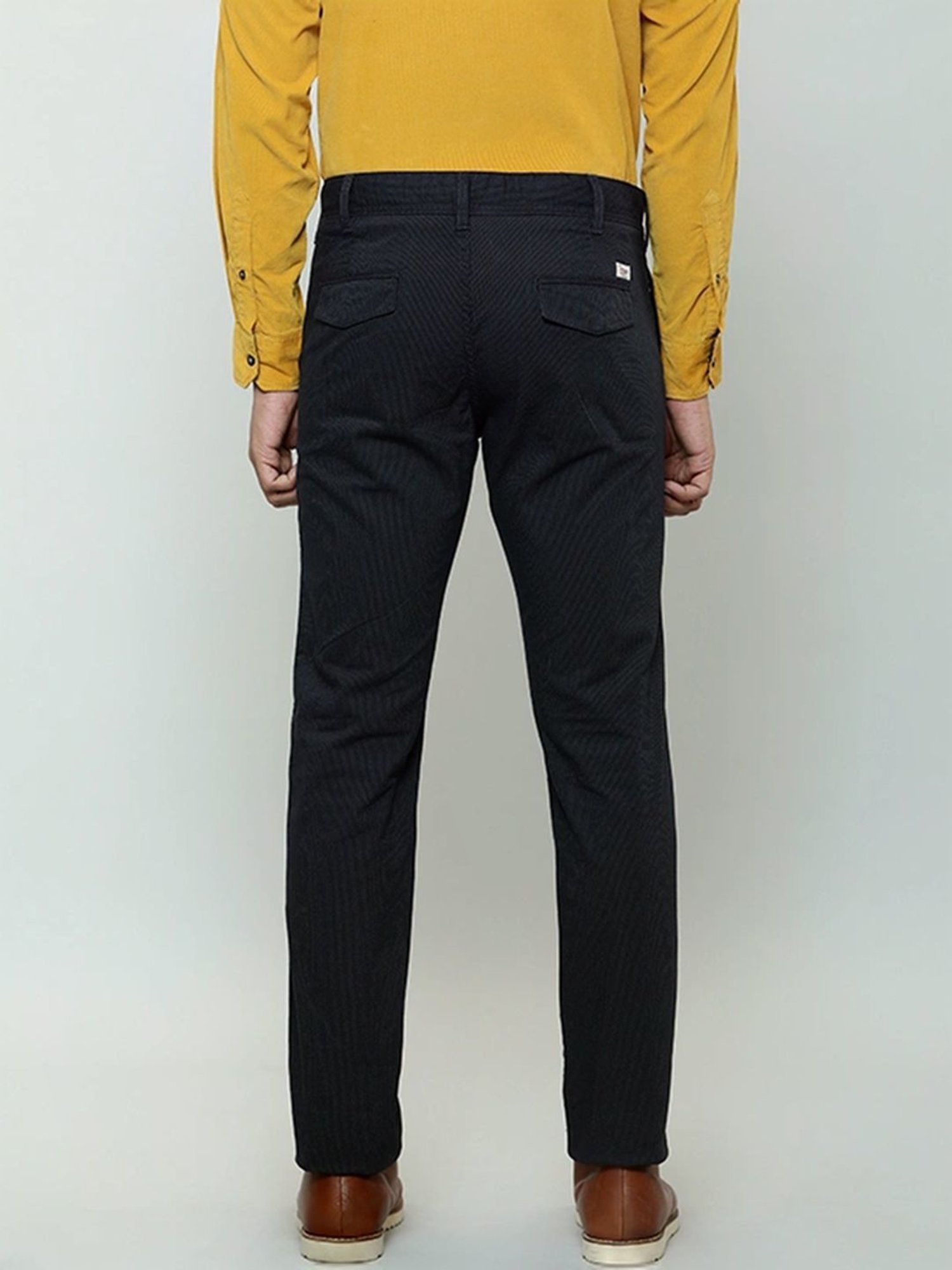 Indian Terrain Gasoline Slim Fit Texture Trousers