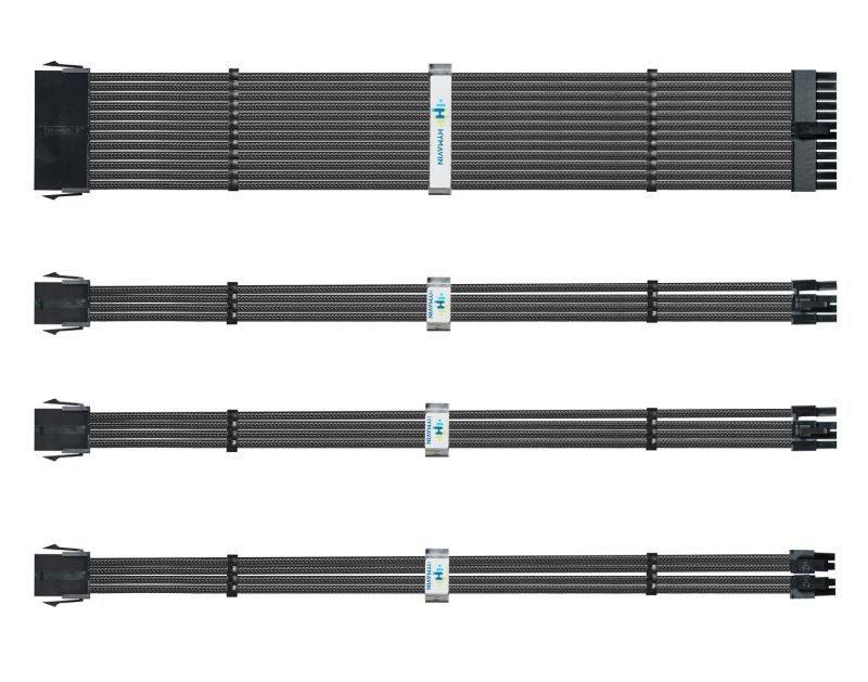 PSU Extension cable,HYMAVIN PSU Sleeved Cable, 16AWG White Braided ATX EPS PCI-E Extension Cable Kit with Combs for CPU GPU Power Supply Unit 30CM,4 + 4 pin, 6 + 2 pin, 24 pin ATX extension,White