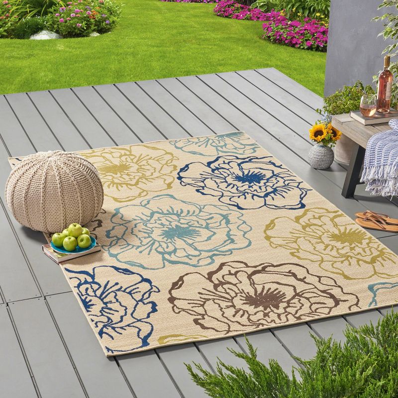 8' x 10' Le Soleil Outdoor Rug Black/Ivory - Linon