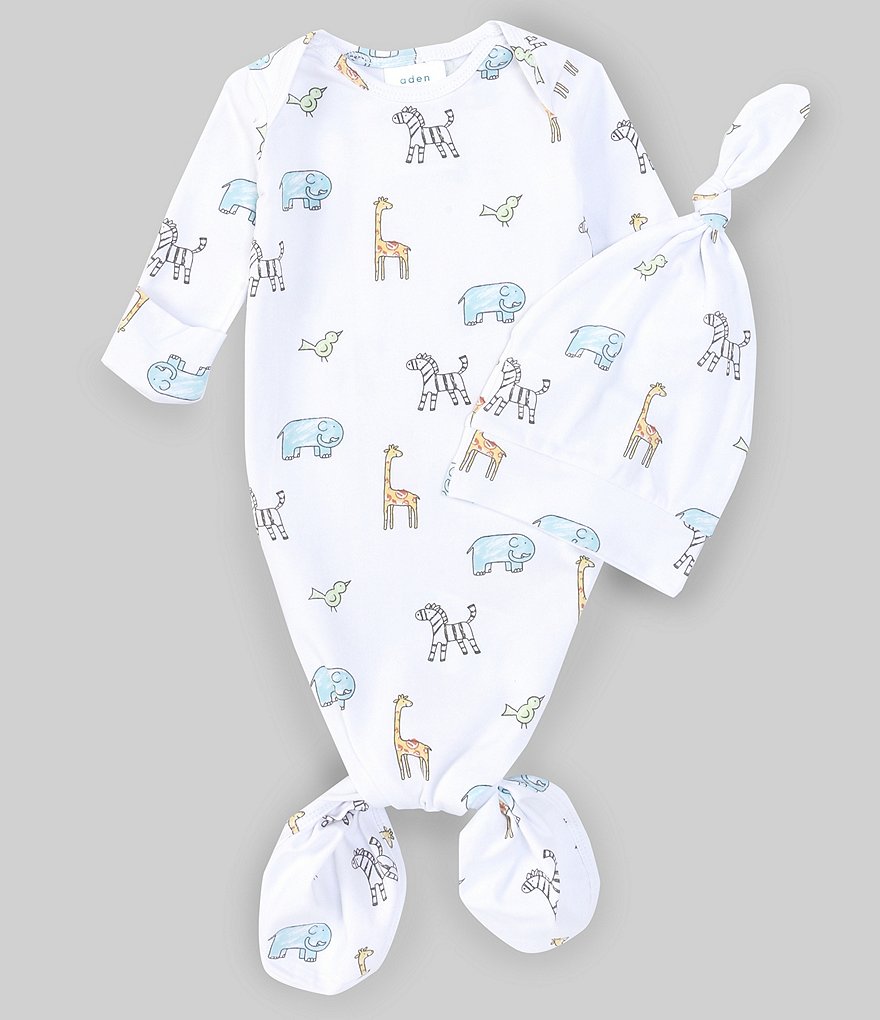 Aden + Anais Baby Newborn-3 Months Long-Sleeve Jungle Jammin Gown & Hat Set