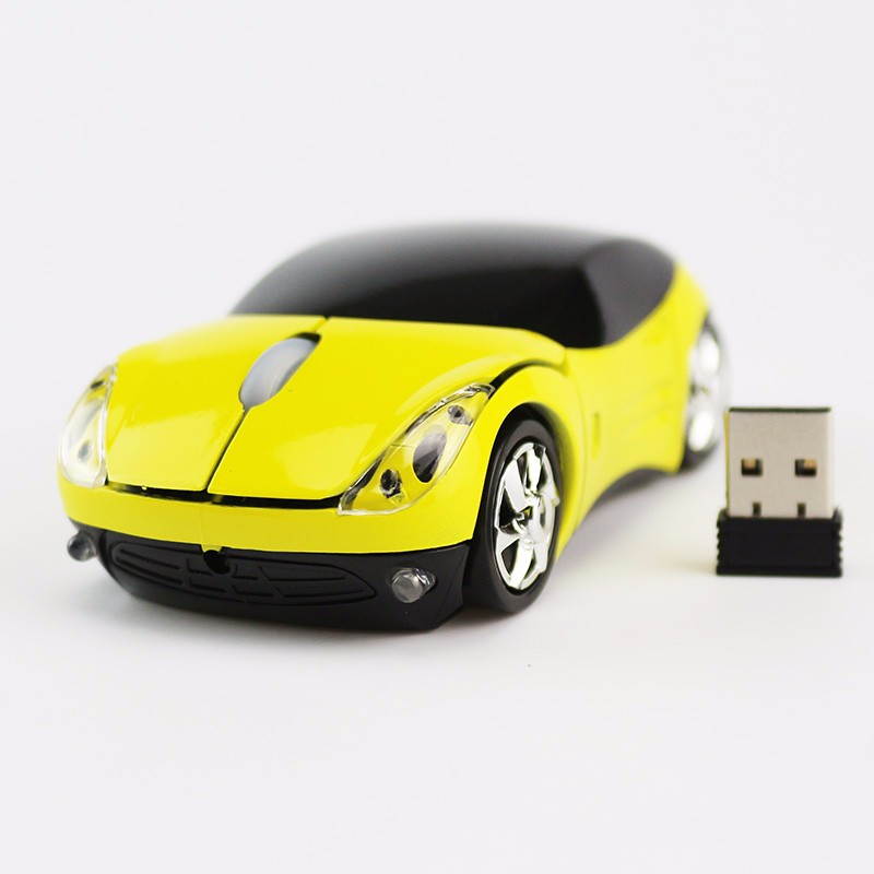 HISPETECH 1200DPI 2.4G Mini Wireless Mouse Car Shaped Mouse USB Portable Optical Mice LED Light for PC Laptop Computer Home Office