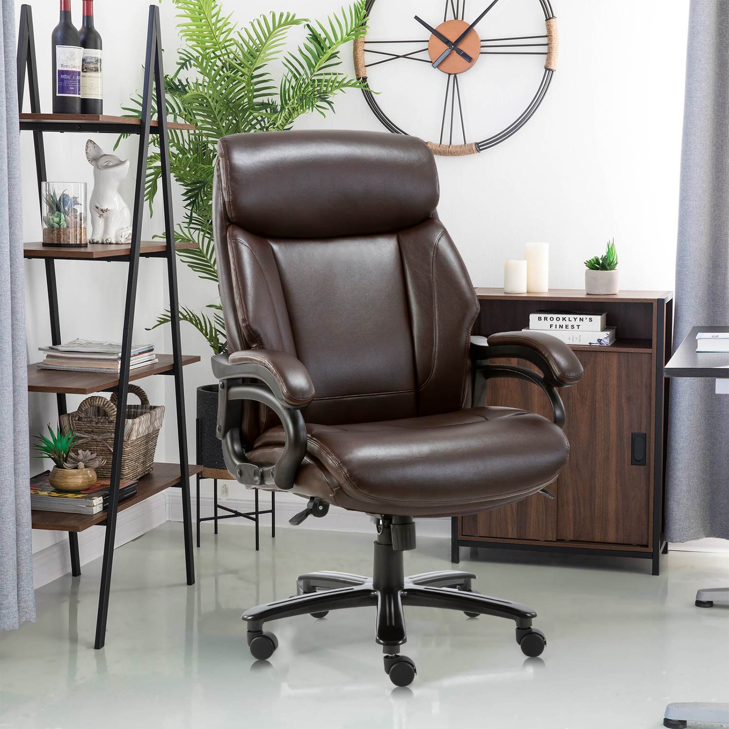 STARSPACE High Back Big & Tall 400lb Bonded Leather Office Chair Large Executive Desk Computer Swivel Chair