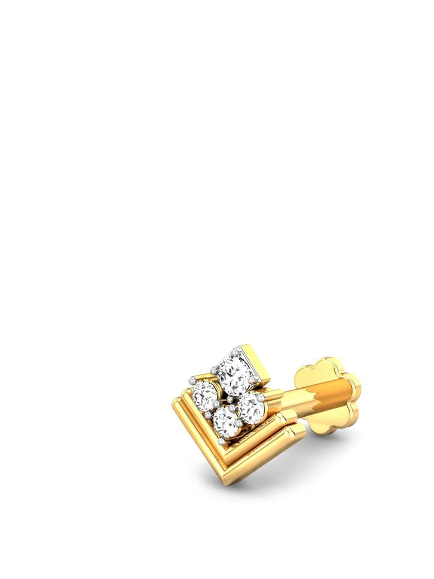 Candere by Kalyan Jewellers 18k Yellow Gold and Diamond Nosepin for Women
