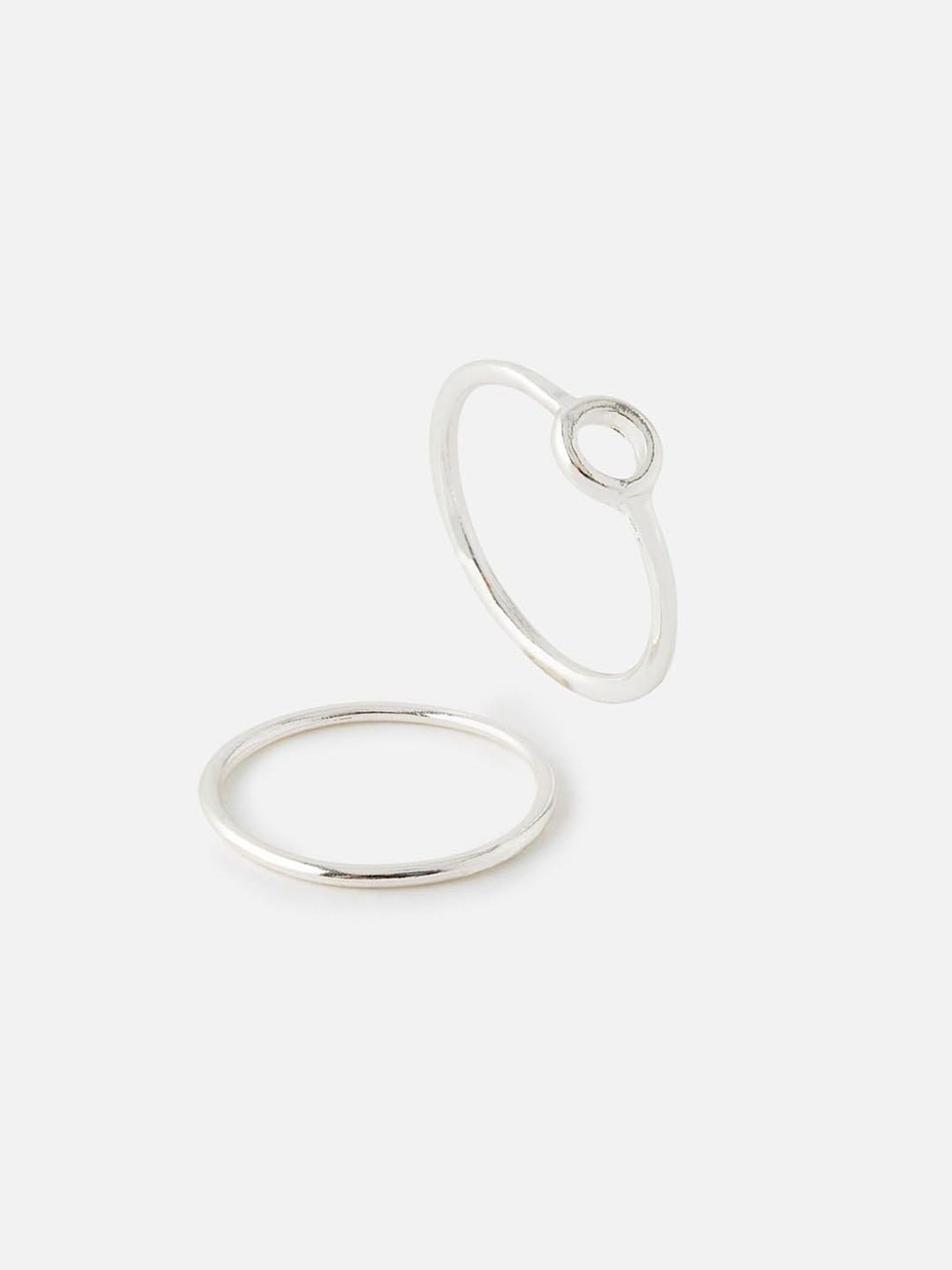 Accessorize London Cut Out Circle Silver Casual Ring (Set of 2)