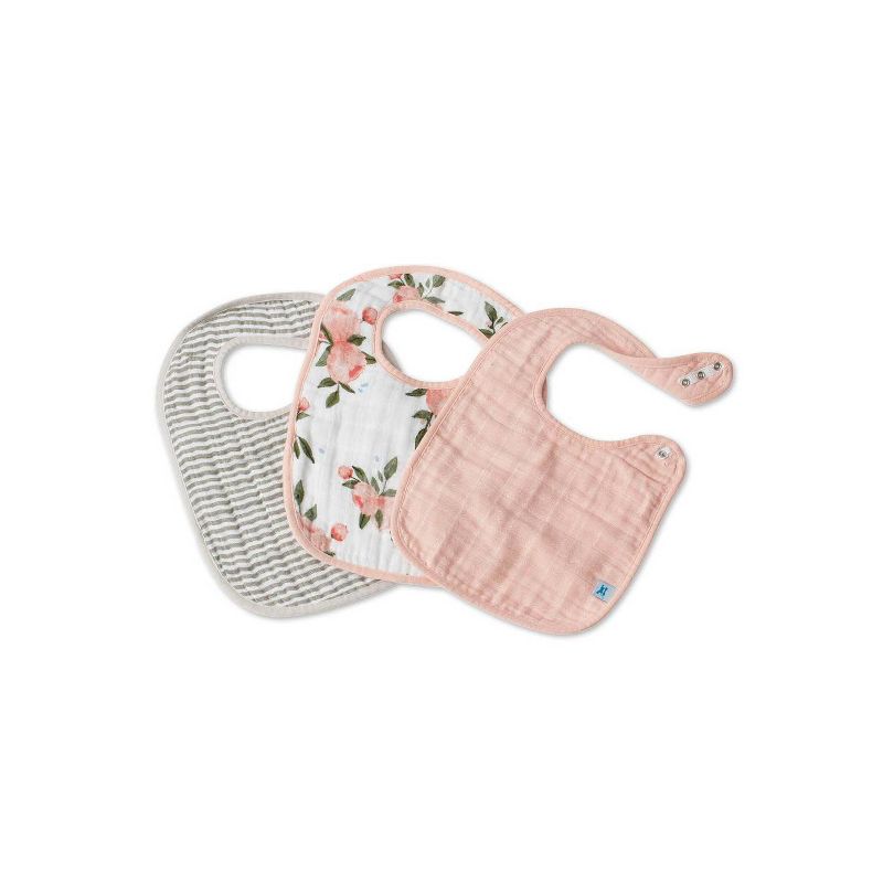 Little Unicorn 3pk Cotton Muslin Classic Bib Set - Watercolor Roses