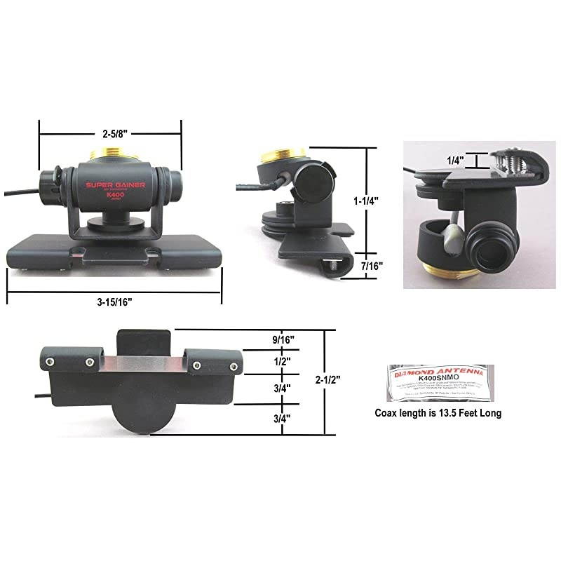 K400S-NMO Lip mount, 2-axis adjustable Antenna Vehicle Mount