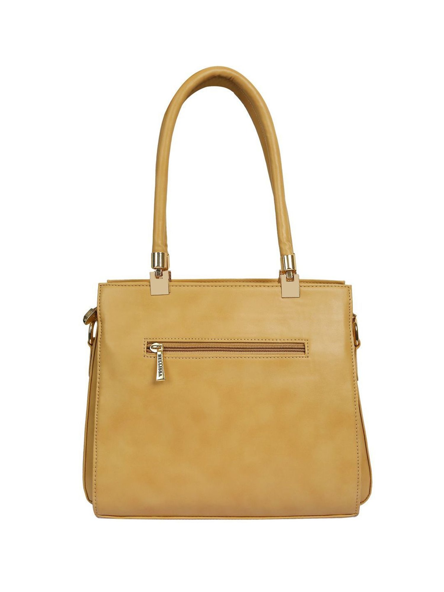Bellissa Beige Solid Medium Premium Shoulder Handbag