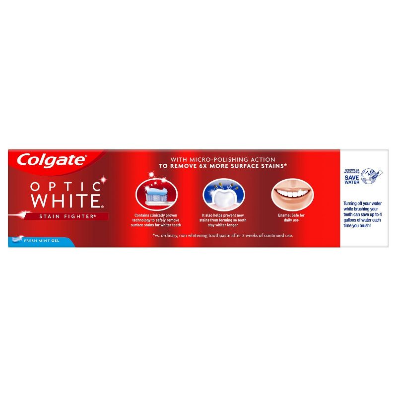 Colgate Optic White Stain Fighter Teeth Whitening Toothpaste - Fresh Mint Gel - 6oz
