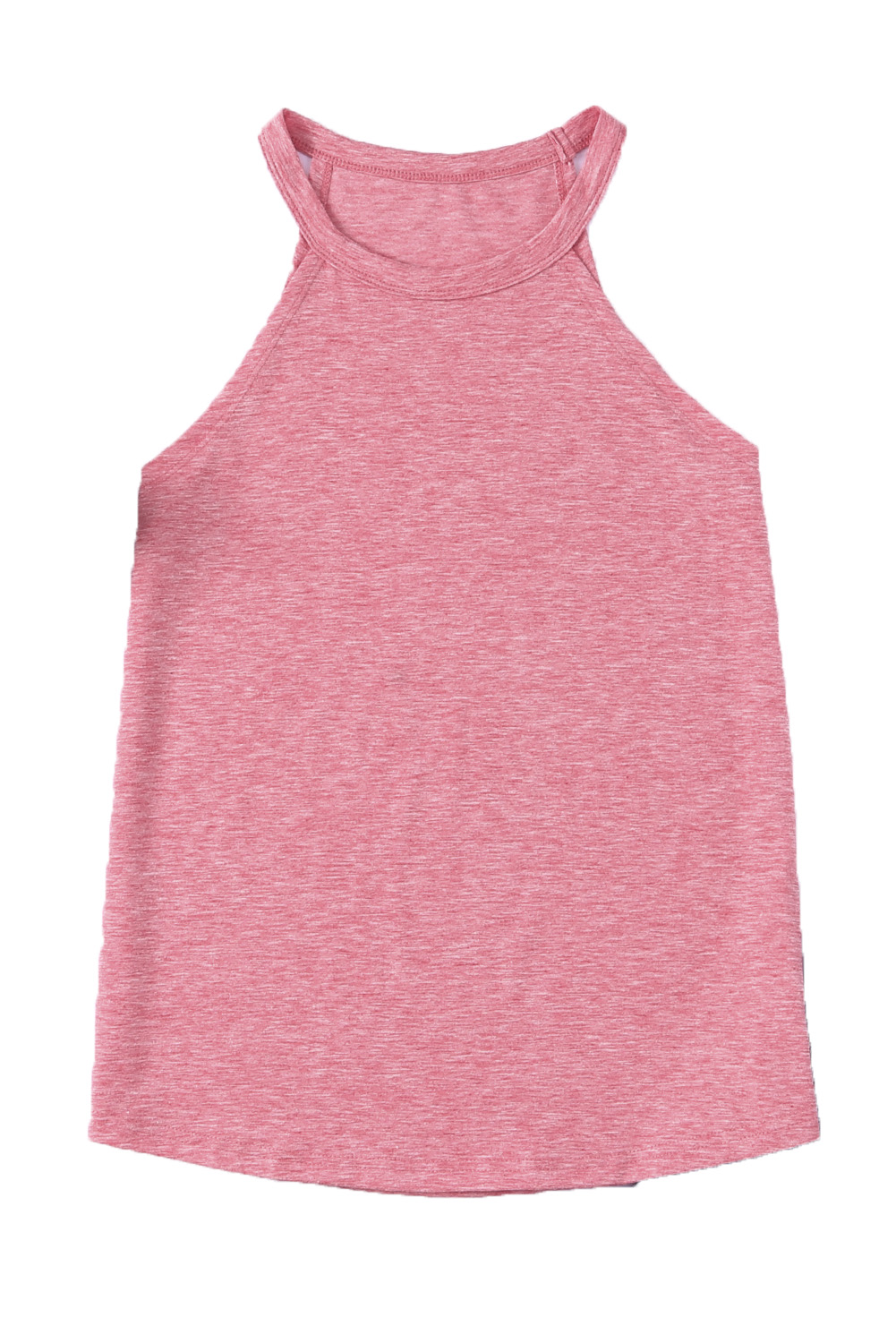 Pink Casual Solid Color Crew Neck Tank Top