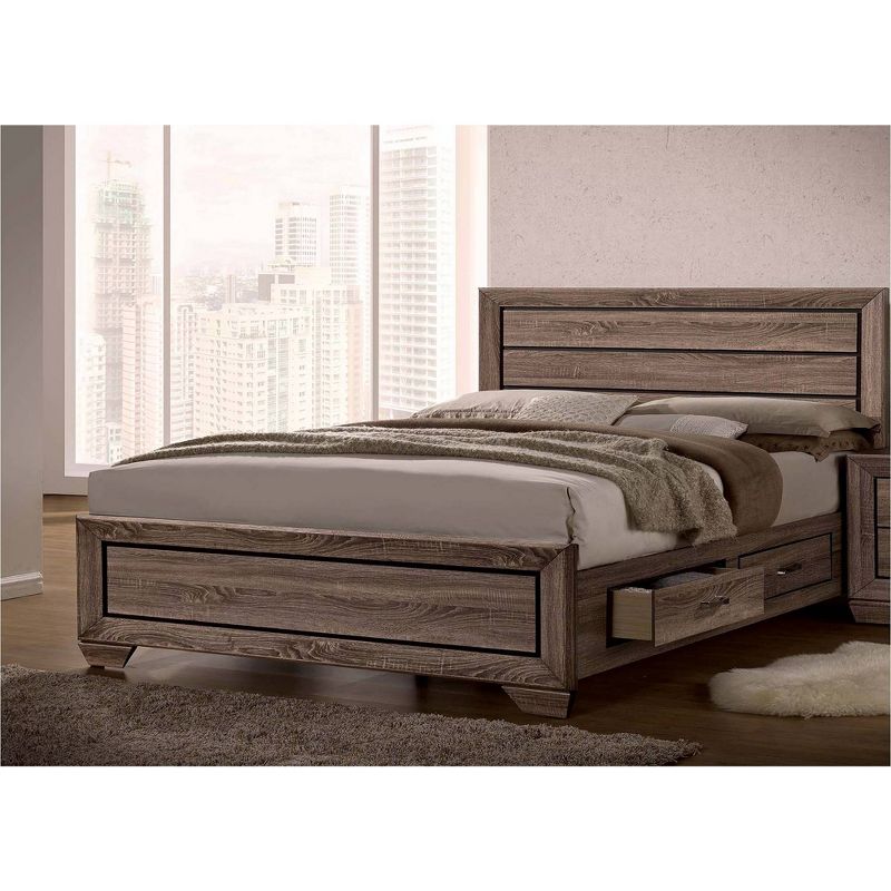 Queen Cuboid Storage Bed Washed Taupe - Private Reserve
