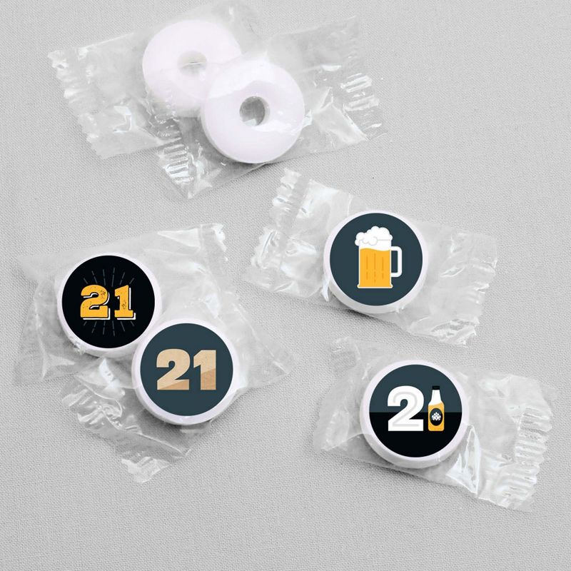 Big Dot of Happiness Cheers and Beers to 21 Years - 21st Birthday Party Round Candy Sticker Favors - Labels Fit Hershey's Kisses (1 sheet of 108)