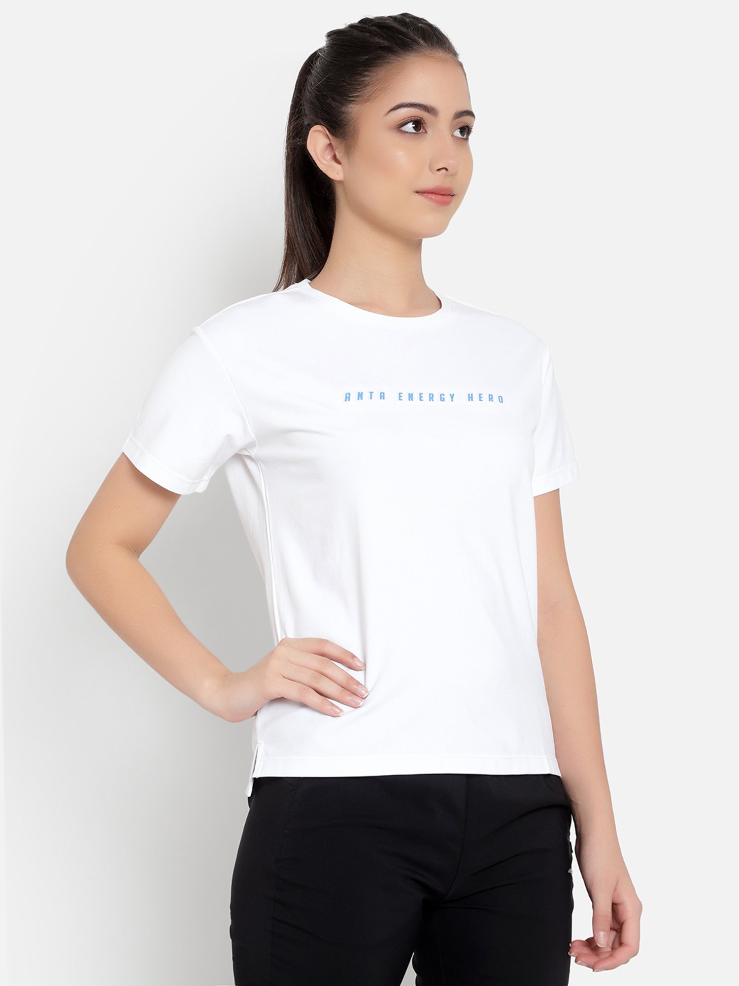 Anta White Printed Sports T-Shirt
