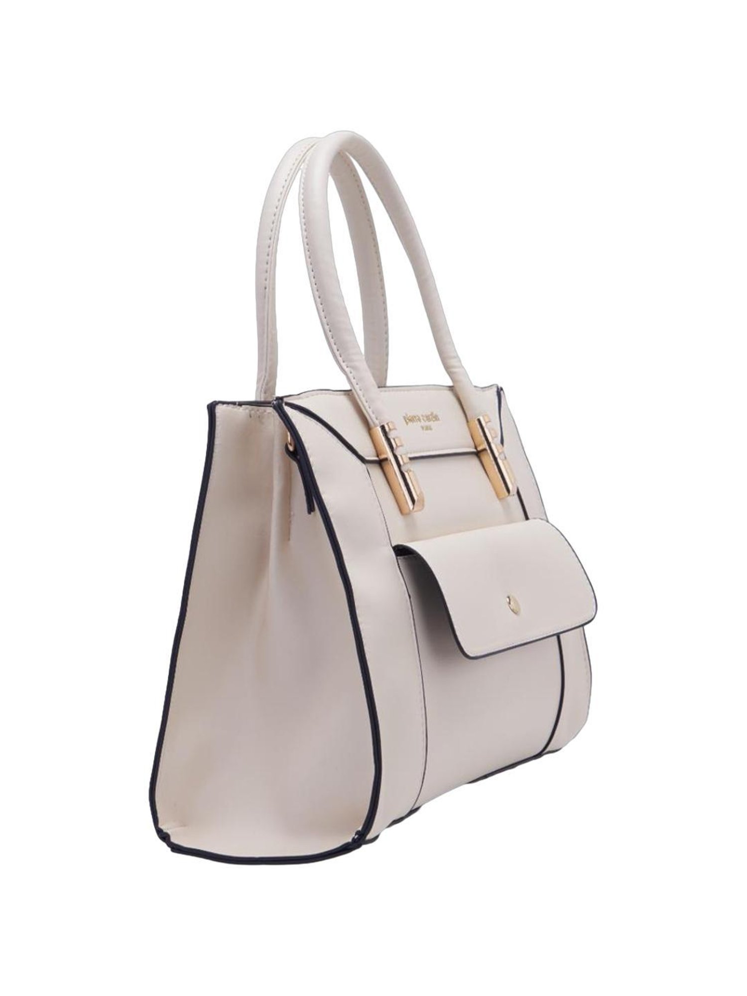 Pierre Cardin Beige Solid Satchel Handbag