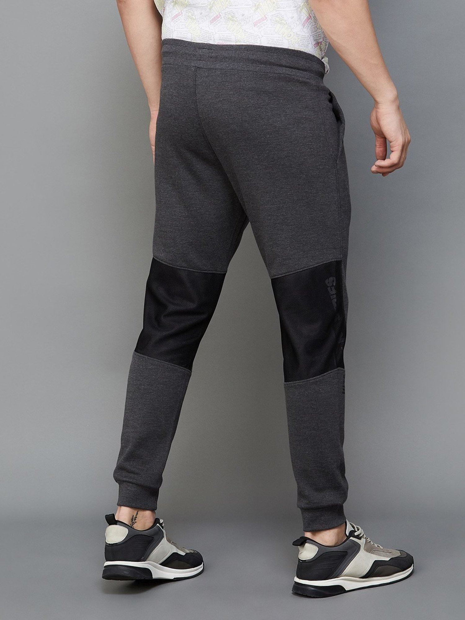 BOSSINI Anthra Melange Relaxed Fit Colour Block Joggers