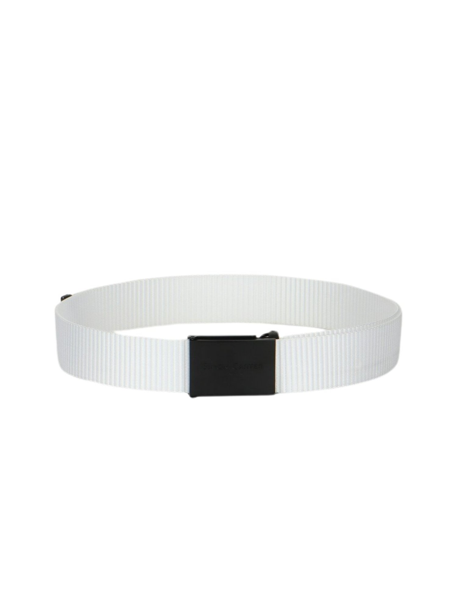 Simon Carter White Leather Textured Casual Belt for Men