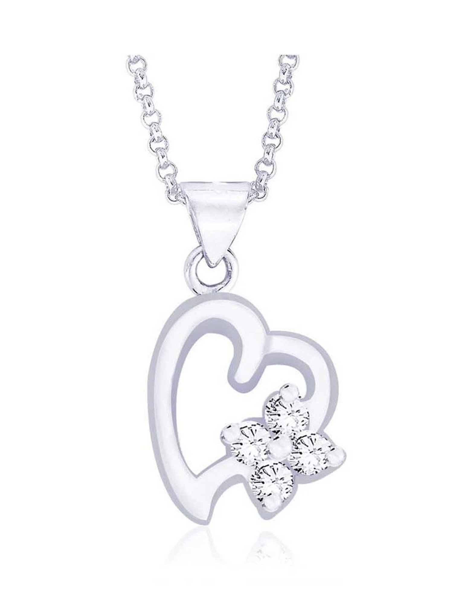 Taraash 92.5 Sterling Silver Heart Pendant without Chain for Women