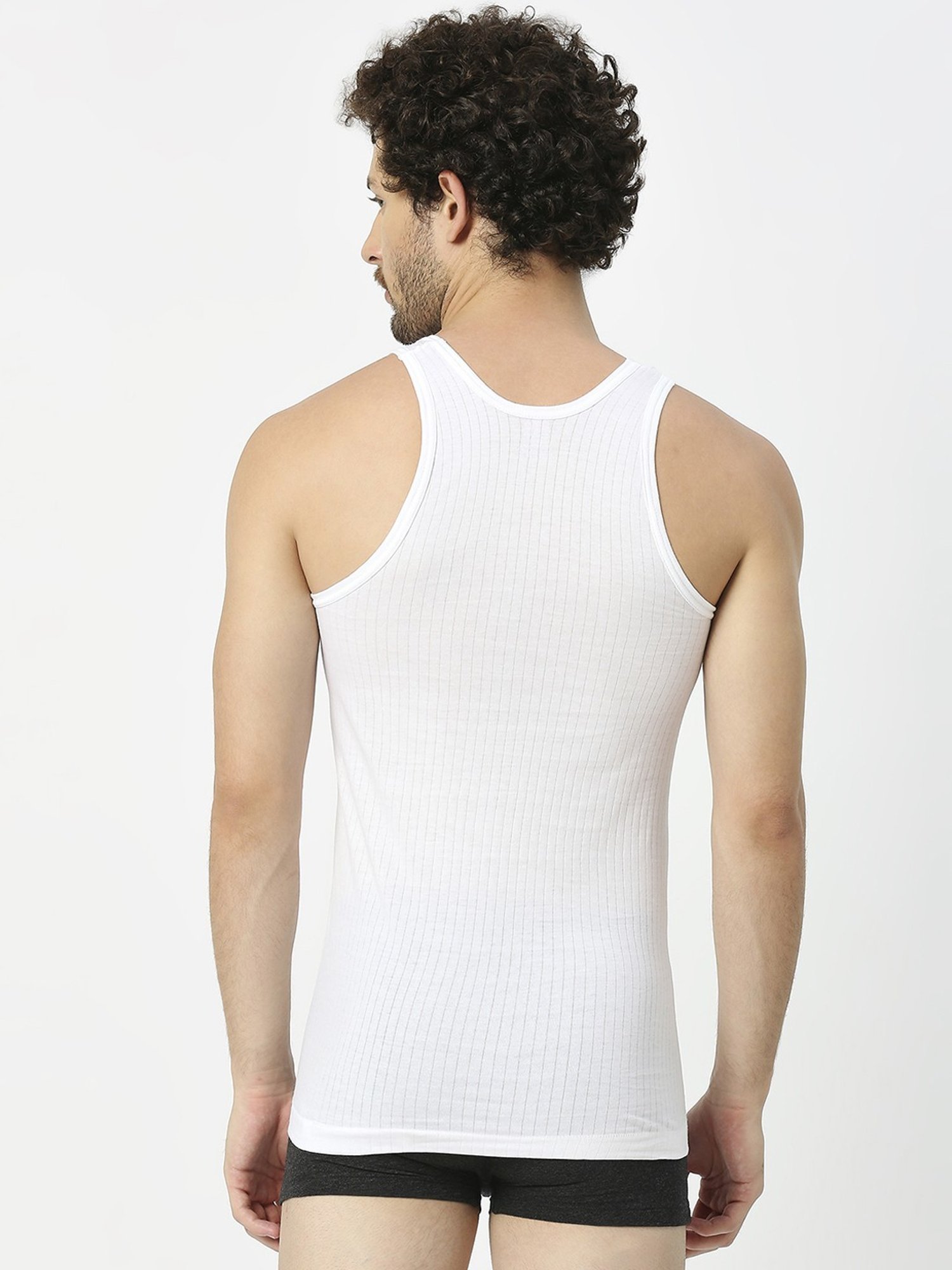 Frenchie White Cotton Skinny Fit Vest - Pack Of 5